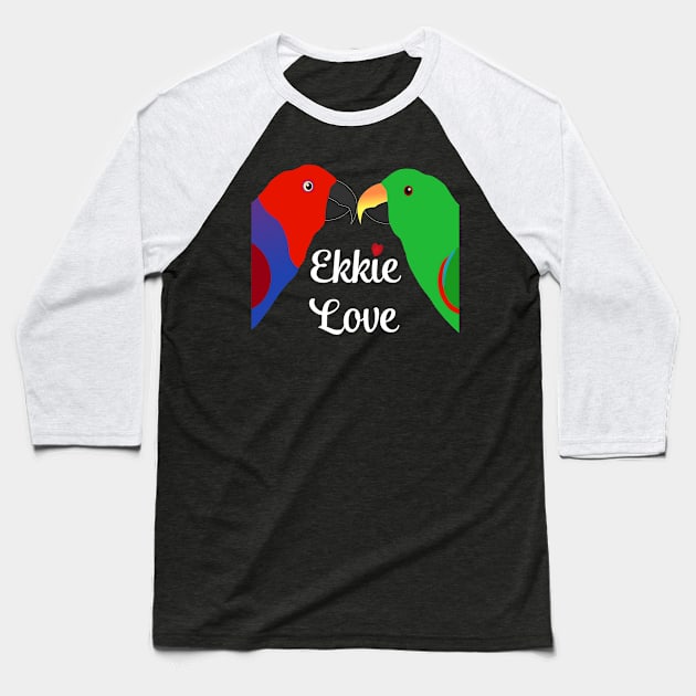 Eclectus Male Female Love Heart Baseball T-Shirt by Einstein Parrot